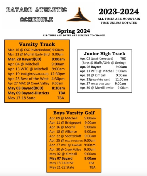 BAYARD SCHOOLS ActivitiesPrintable Schedules and Updates